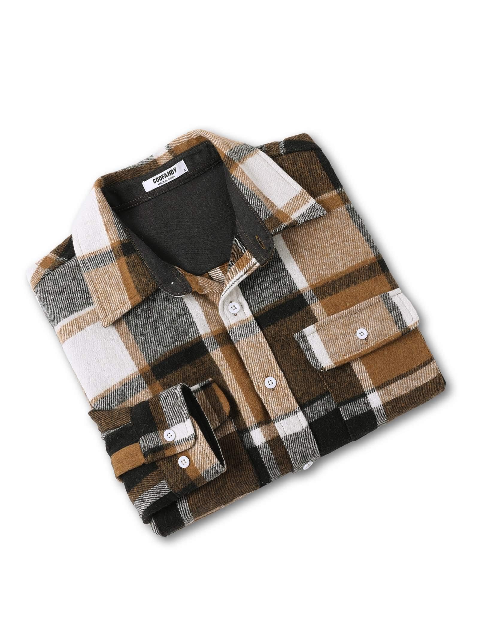 COOFANDY Men's Flannel Shirts Long Sleeve Cotton Plaid Shirt Jacket Casual Button Down Shirt with Pockets