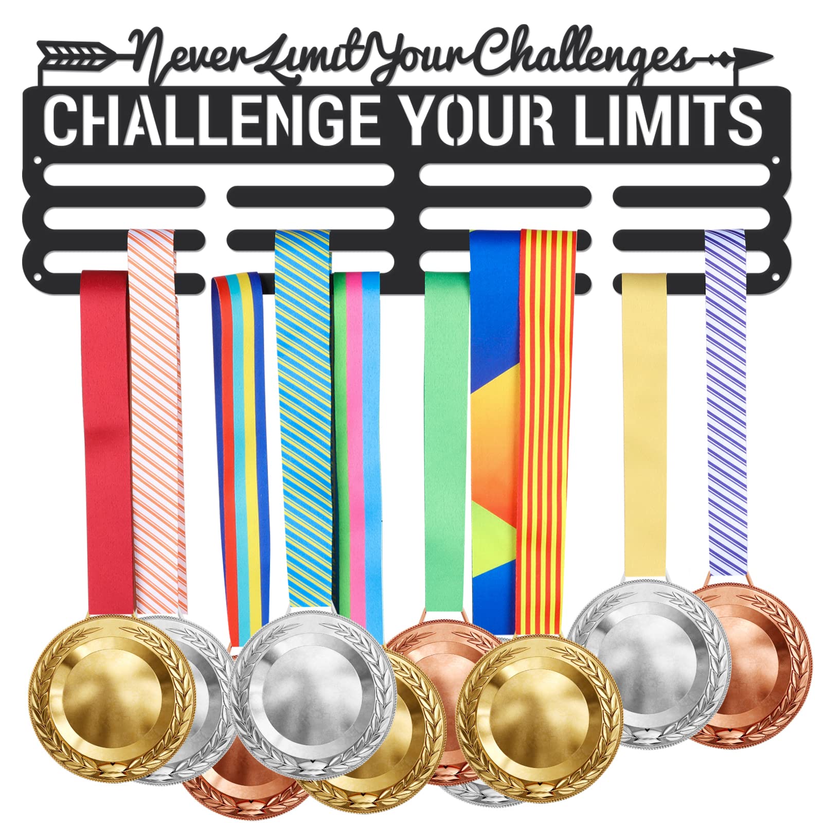 SUPERDANT Sports Medal Hangers Inspirational Quote Medal Holder Challenge Your Limits Medals Displays Metal Medals Hanger Gifts for Family Housewarming Sportsmen