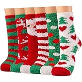 Plush Slipper Socks Women - Colorful Warm Fuzzy Crew Socks Cozy Soft for Winter Indoor