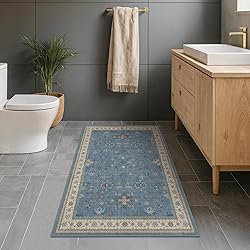Washable Blue Rugs for Entryway Indoor - 3x5 Throw