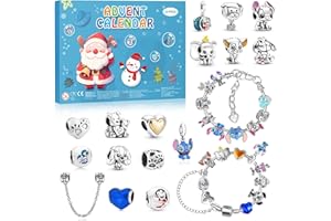 IMIIBEL Advent Calendar 2025 Girls, 24 Days Christmas Countdown Calendar with 2 Bracelets and 22Pcs Unique Cartoon Charm Beads, Christmas Gifts for Girls Kids Teens