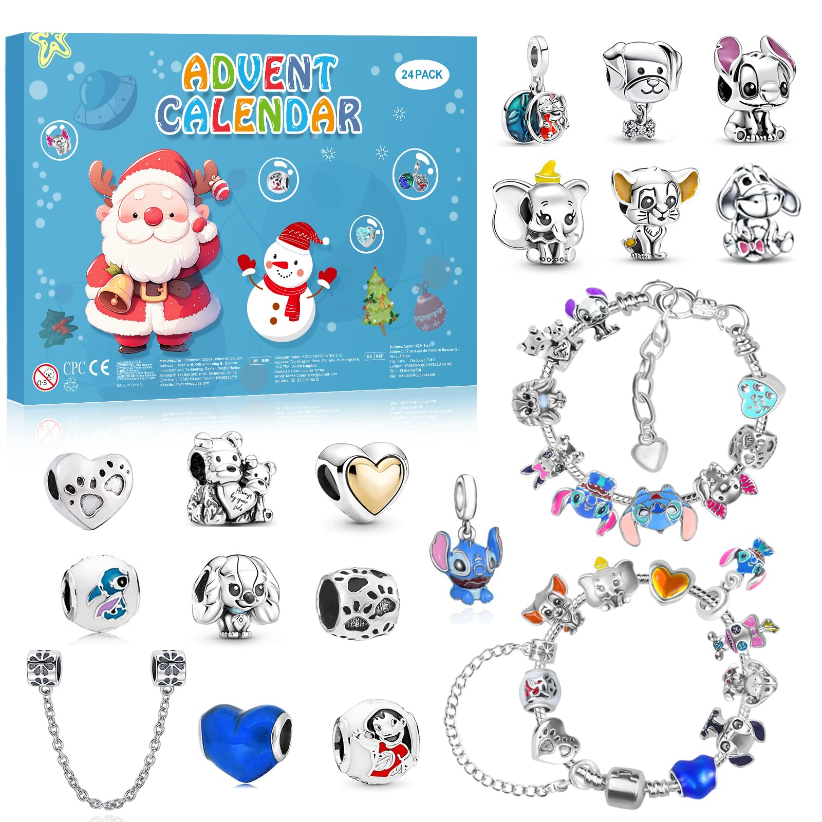 Photo 1 of Advent Calendar 2025 Kids, 24 Days Christmas Countdown Calendar with 2 Bracelets and 22Pcs Unique DIYCharm Beads, Christmas Gifts for Girls Boys Teens