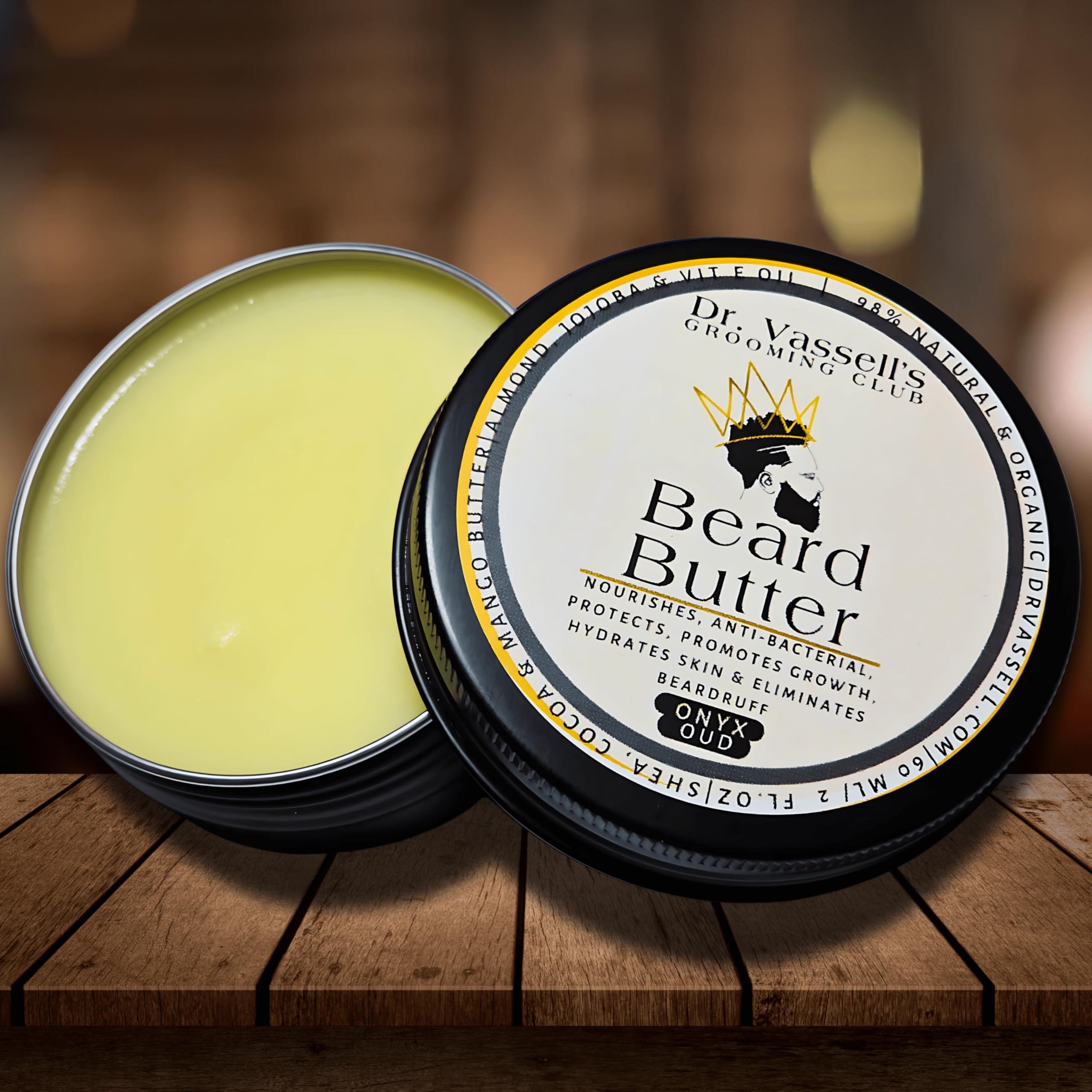 Dr. Vassell's Premium Onyx Oud Beard Butter - Over 98% Natural - Nourishes, Promotes Growth, Hydrates & Eliminates Beardruff