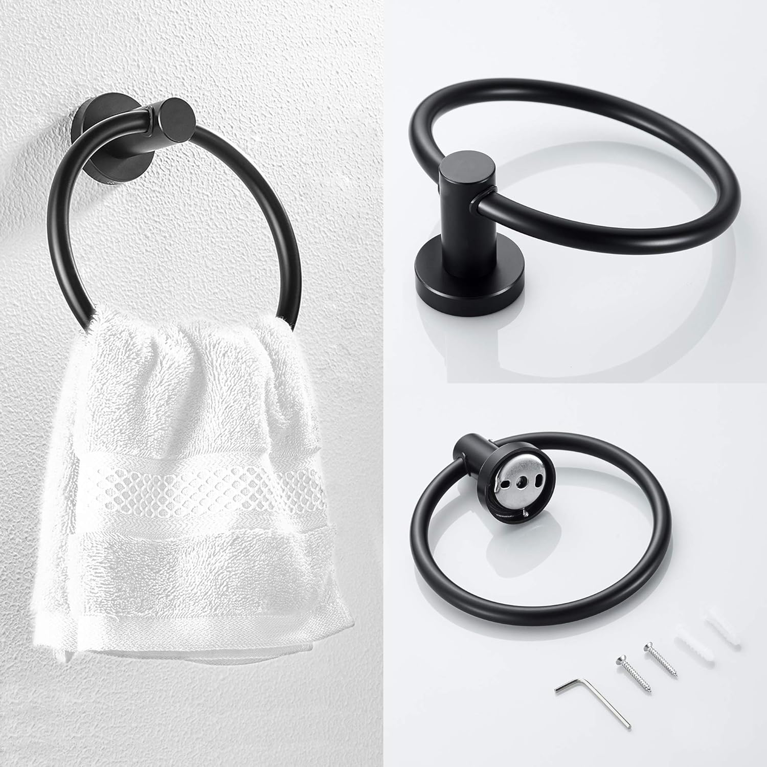Marmolux Acc Towel Racks for Bathroom Black Bathroom Accessories-Hand Towel Bar, Towel Ring, Toilet Paper Holder, Towel/Robe Hook, Stainless Steel Wall Mounted Toilet Towel Rack Set 9110BK Matte Black: Home & Kitchen