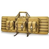 DULCE DOM 36 42 48 Inch Double Rifle Case, Tactical Soft Padded Backpack for Hunting & Shooting Range, Heavy-Duty Storage Gun Bag for 2 Rifles & Pistols with Lockable Zippers & MOLLE System