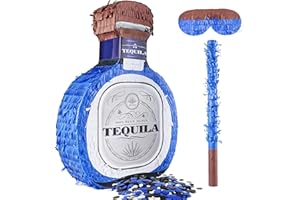 LAKINGO Adult Tequila Piñata with Blindfold, Confetti, and Wood Stick, Funny Piñata for Adults,21st, Mexican Theme Party Decorations(16 x 12 x 3.5 Inches)