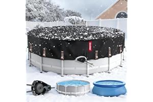 QH.HOME 15 Ft Round Pool Cover with Fast Tightening Patented Ratchet, Solar Pool Covers for Above Ground Pools, One-Piece Tear Resistant Swimming Pool Cover Protector with Upgraded Ultimate Windproof