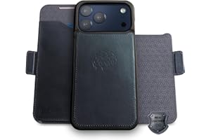 Dreem Real Leather for iPhone 17 Pro Max Case Wallet, Revolutionary Phone Stand, MagSafe-Fit, Magnetic Detachable Flip Cover,