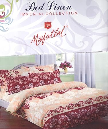 MAFATLAL Cotton King Size Double Bedsheet with 2 Pillow Covers - King, Marron