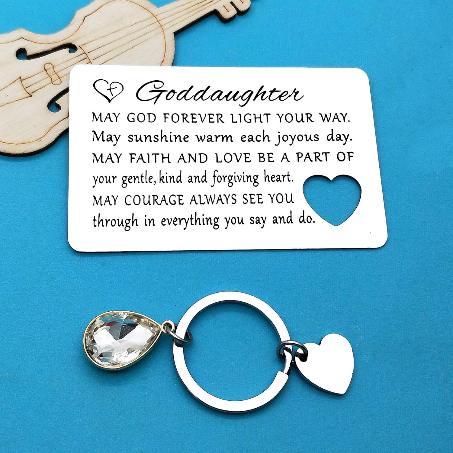 Goddaughter Christening Gifts Engraved Wallet Insert Card May God Forever Light You Way Goddaughter Gifts from Godmother Godfather Baptism Gifts Christmas Birthday Card Gifts for Goddaughter - Image 4