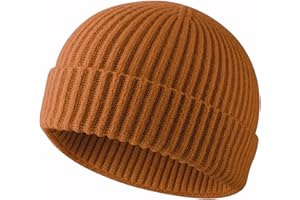 ROYBENS Swag Wool Knit Cuff Short Fisherman Beanie for Men Women, Winter Warm Hats