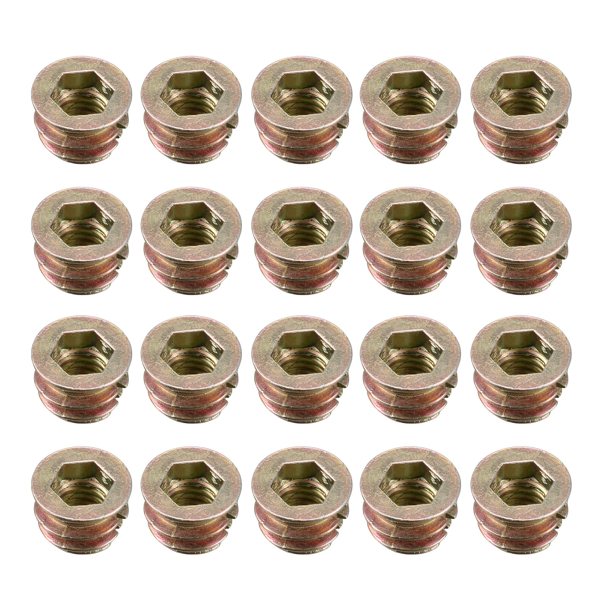sourcing map Furniture Threaded Insert Nuts Zinc Alloy M6 Internal Threads 8mm Length 50pcs