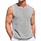 Runcati Mens Knitted Tank Tops Casual Sleeveless Hollow Out Crochet T-Shirts Muscle Summer Beach Hippie Shirts
