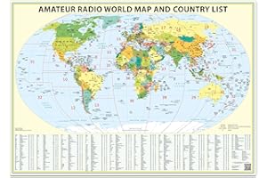ROORUZ 24x36 Ham Radio World Map 2023 Edition, with the DXCC Country List