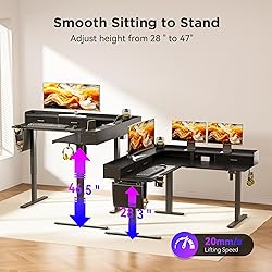 WALKINGDESK 63 Inches Height Adjustable L Shaped