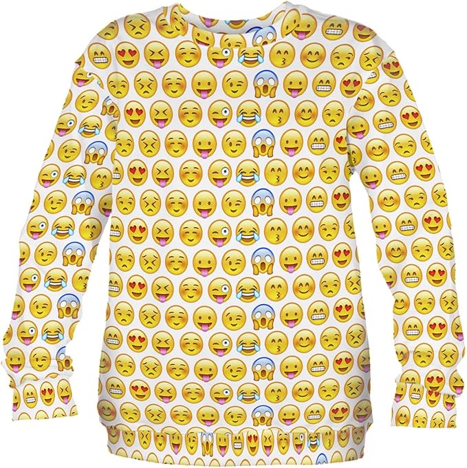 Emoji Sweater Emoticon Smileys Pullover Symbole Smartphone Fullprint All Over Sweatshirt Sweater Pattern Muster Emoji Yellow Amazon De Bekleidung