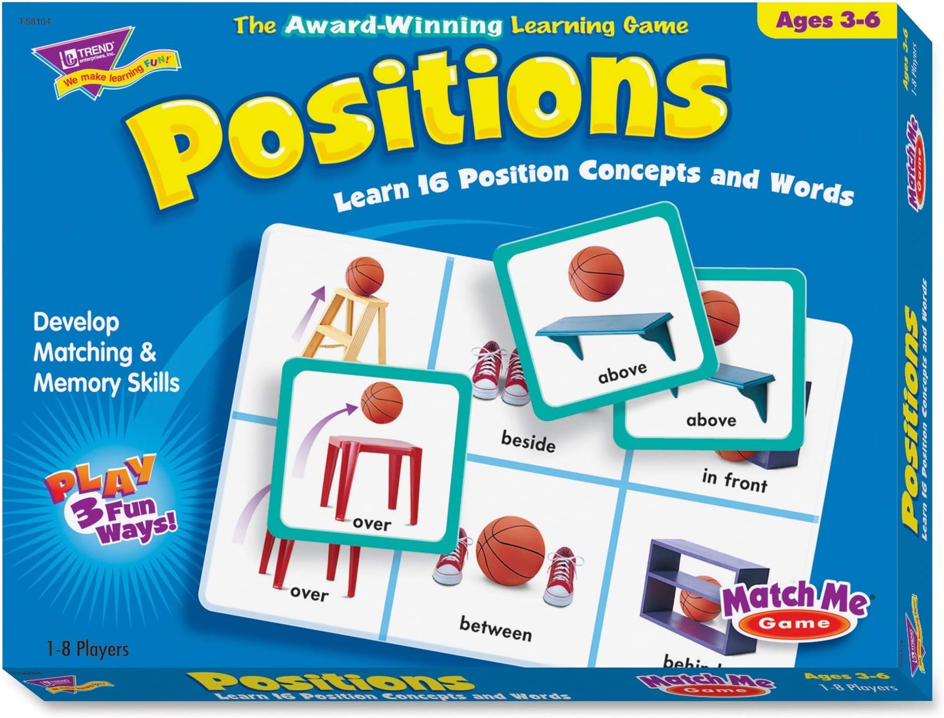 Trend EnterprisesMatch Me Game–Positions, Learn 16 Position Concepts and Words, Develop Matching and Memory Skills, Play 3 Different Fun Ways, Ages 3 and Up