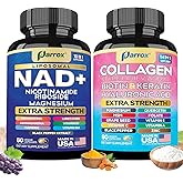Parrox Forever Young Set with Liposomal NAD, Nicotinamide Riboside, Magnesium, Resveratrol, Lion's Mane, Collagen Peptides Types I, II, III, V and X, Biotin & Keratin, Hyaluronic Acid, Zinc, Quercetin