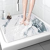 Shower Mat Non Slip - 36x36 Inch Soft Comfort Bath Mat with Drainage Holes, PVC Loofah Massage Bathmat for Shower, Tub, Bathroom, Wet Areas, Quick Drying