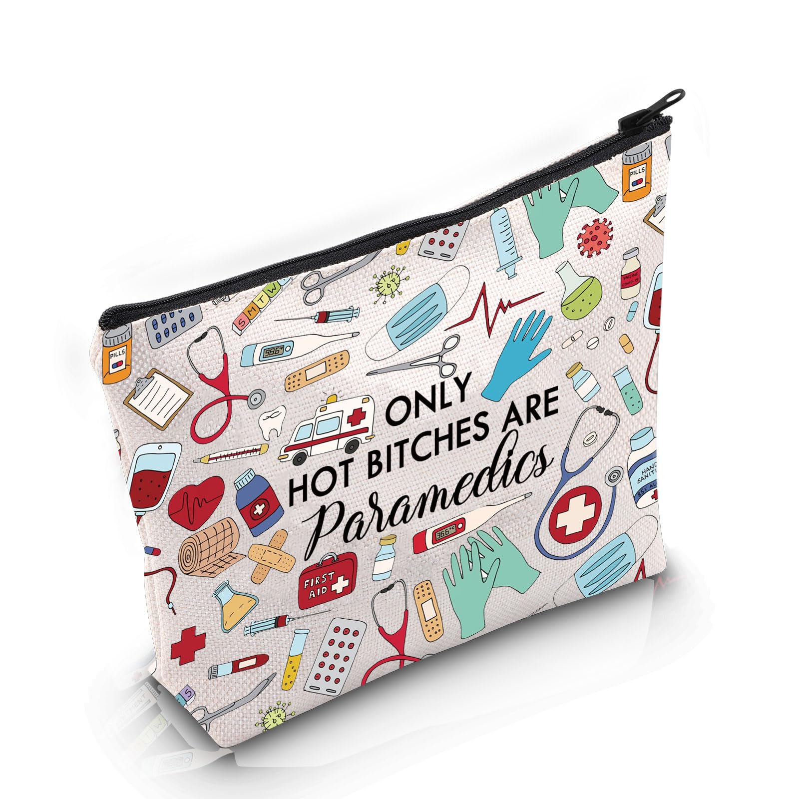 PYOUL Paramedical Personnel Gift Only Hot B*tches are Paramedics Makeup Bag EMT Cosmetic Bag Paramedic Graduation Gift (B*tches are Paramedics)