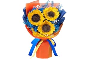 Polylove Flower Bouquet Sunflower Bouquet 3-Piece Preserved Sunflower Flowers Fresh Bouquet Sunflower Gift Box for Wife Mother Graduation Valentines Day Mothers Day Birthday