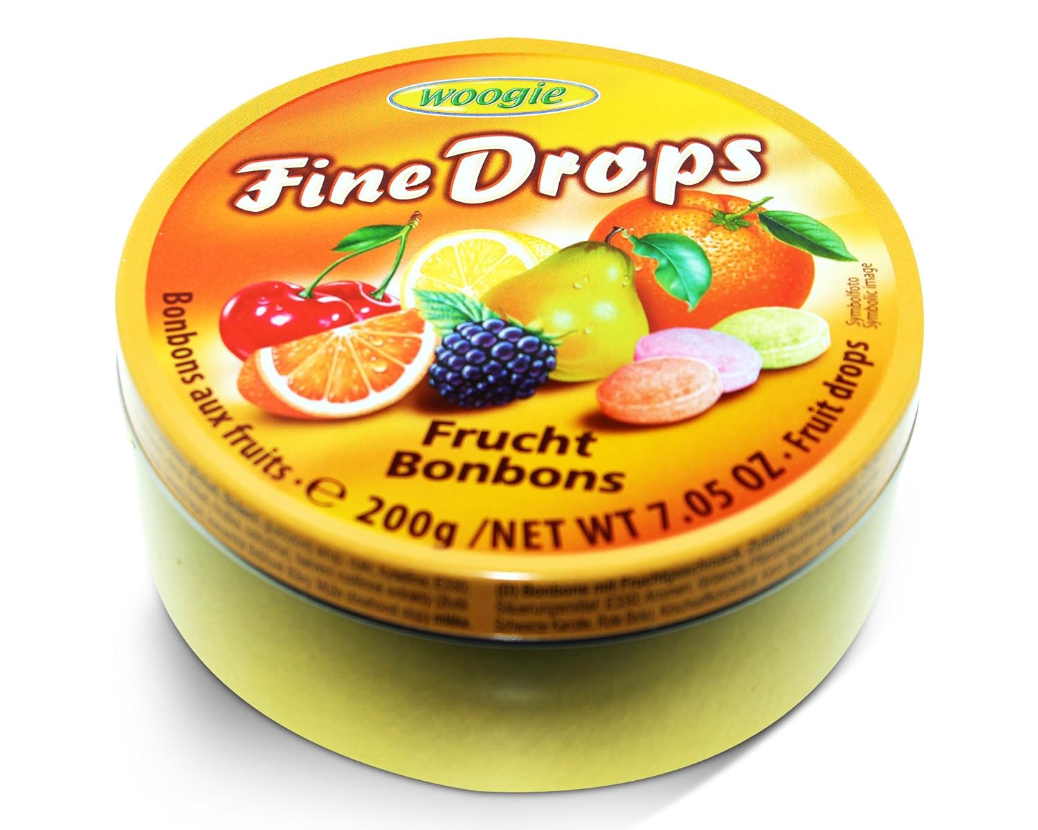 Woogie, German Fine Drops Sanded Mix fruits Candy Tin