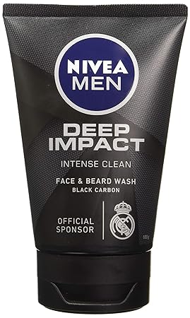 NIVEA MEN Deep Impact Intense Clean Face & Beard Wash with Black Carbon-100gm
