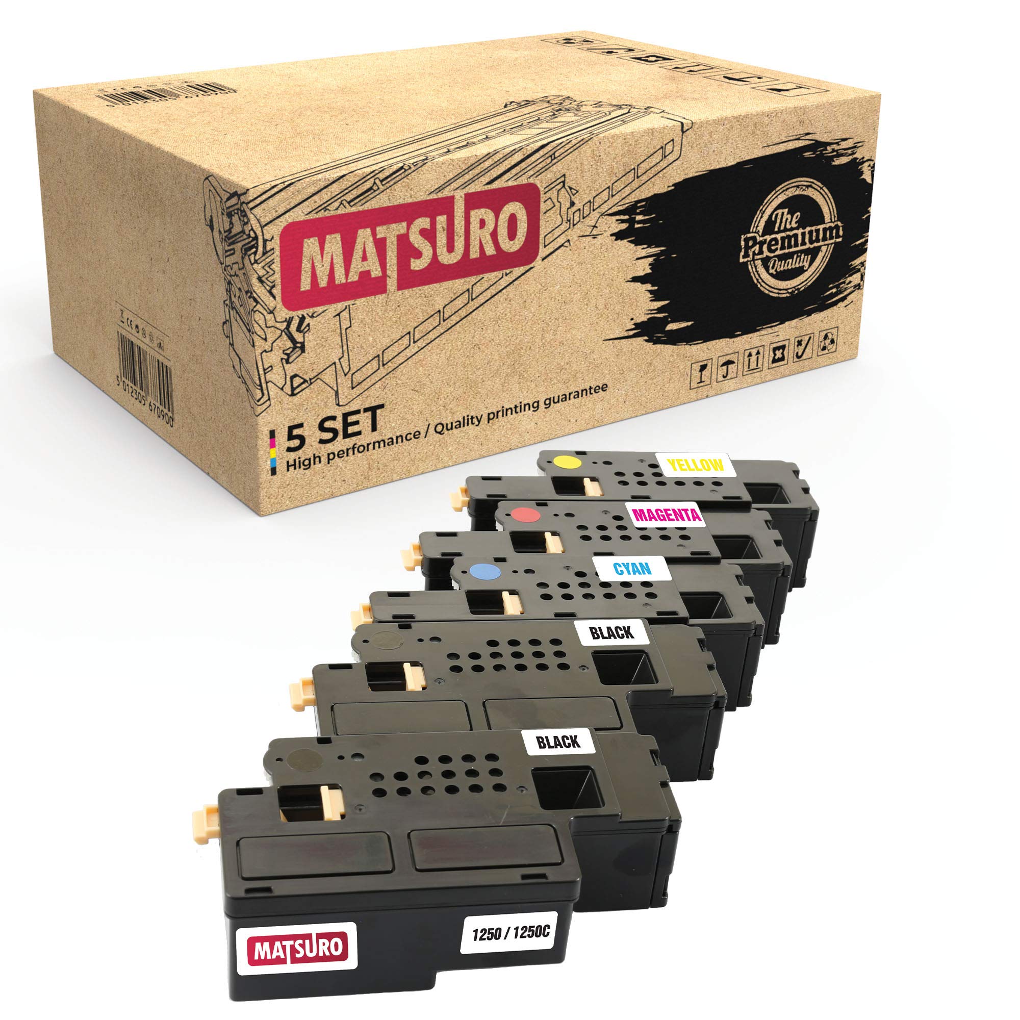 Matsuro Original | Compatible Toner cartridge Replacement for DELL 1250 1250C (1 SET + 1 BK)