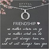 EFYTAL Friendship Necklace, Sterling Silver BFF Necklace, Friend Gifts, Birthday Gifts for Women, BFF Necklaces, Friendship Necklaces, Bestie Jewelry