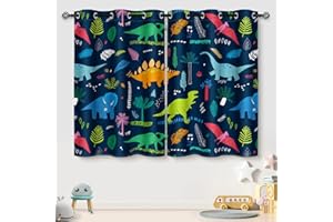 Aimego Kids Boys Dinosaur Blackout Curtains Girls Teens Child Bedroom Living Room Decor Cartoon Wild Animals Darkening Privacy Grommet Window Drapes Set 2 Panels, 42" x 54"