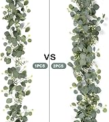 LOMOHOO 2 Pack Artificial Eucalyptus Garland 5.9 Ft White Flower Table Runner view 5