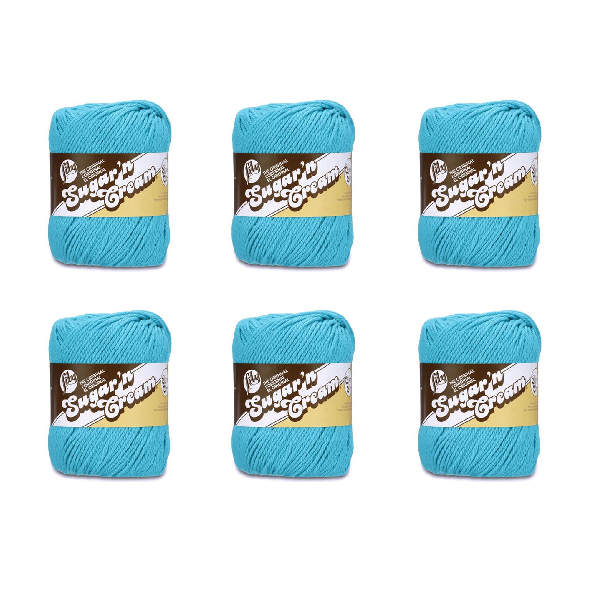 Lily Sugar'N Cream Super Size Mod Blue Yarn - 6 Pack of 113g/4oz - Cotton - 4 Medium (Worsted) - 200 Yards - Knitting/Crochet