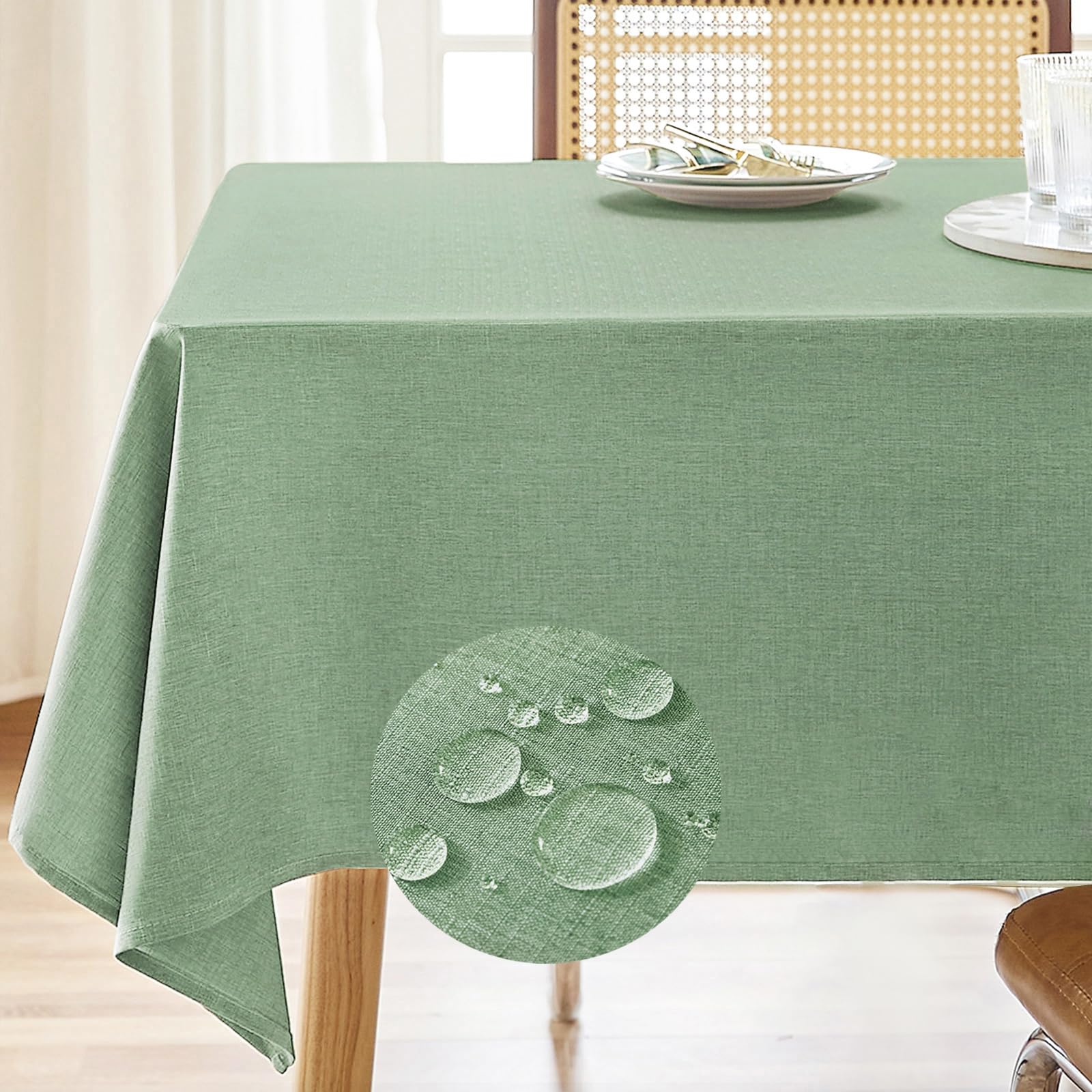 Photo 1 of AUSSPVOCT Textured Tablecloth Rectangle 60x104 Water Resistant Spill-Proof Wipeable Table Cloth Wrinkle Free Fabric Dining Table Cover for Birthday Party Farmhouse Spring Kitchen Tablecloths
