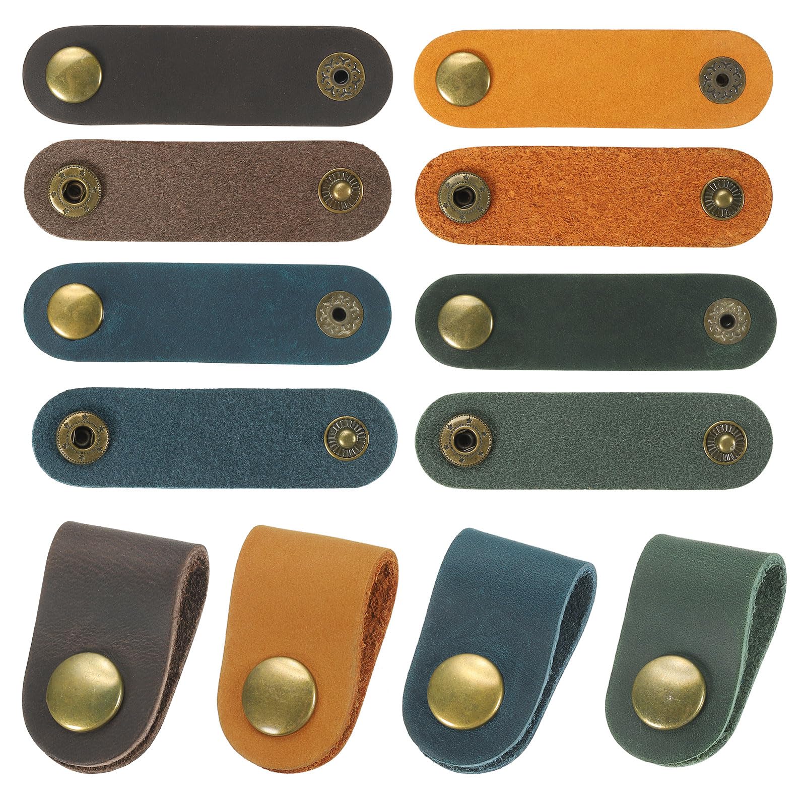 PATIKIL Leather Cord Organizer Cable Straps, 20Pcs 8x2cm Portable Cable Leather Clip USB Earphone Cord Management for Cable, Wire, Multi-Color