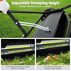 Goplus 48" Lawn Sweeper Tow Behind, Yard Sweeper