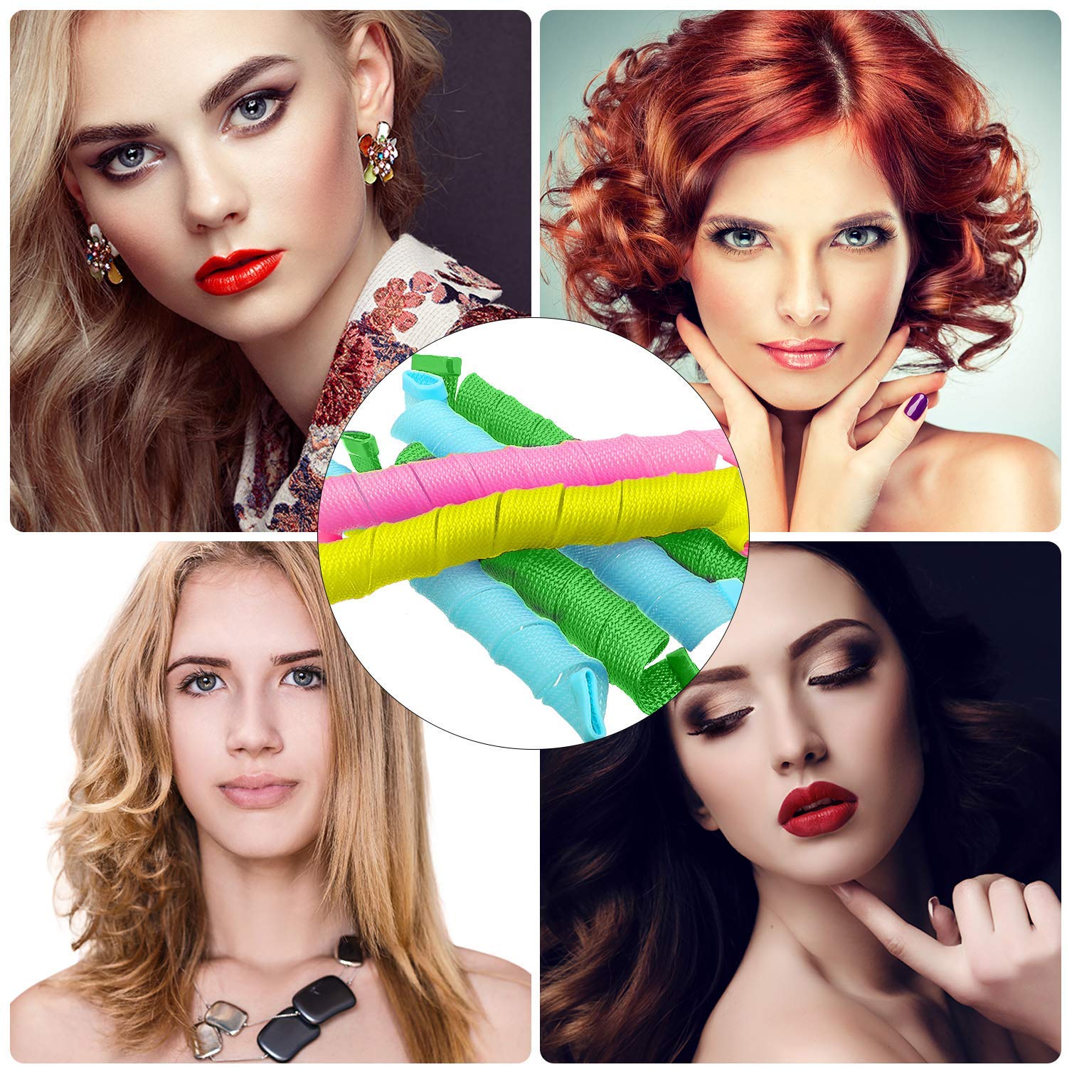 31 Pieces Hair Curlers，Spiral Curls Styling Kit，Heatless Hair Rollers，No Heat Wave Hair Curlers with Styling Hooks & liner wig cap for Most Kinds of Hairstyles (45cm) : Beauty