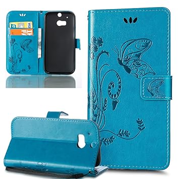 EMAXELERS HTC One M8 Elegant Retro Prägung Muster PU Leder Flip Cover Wallet Case im Handyhülle Ledertasche Case Tasche mit S