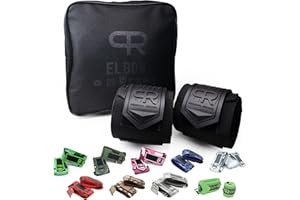 PR Personal Record Elbow Wraps for Weightlifting - Heavy Duty Construction, 25% More Elasticity, Reinforced Stitching, Extra 