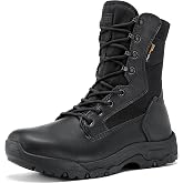 FREE SOLDIER Men's LT Military Tactical 8" Daily Work Boots | Durable Leather, Arch Support, All-Day Comfort, Anti-Slip Outsole, For Hiking, Hunting, Outdoor Work