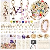 TOHONGADON 674 Pcs Lip Gloss Charms, Keychain Making Kit, Bag Charm Kit with 3 Kinds of Crystal Stones, 322 Charms, 12 Keychain Clips, Key Ring Jewelry Plier, Extender Chain for DIY Crafting