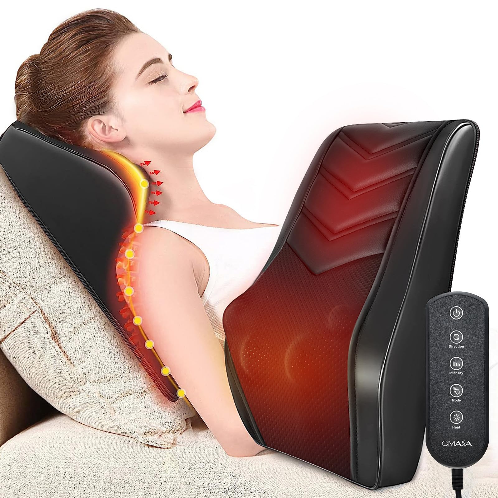 Shiatsu Neck Massager with Heat, 3D Kneading Back Massage Pillow for Pain Relief, Massagers for Neck and Back, Shoulder, Leg, Gifts for Men Women Mom Dad, Stress Relax at Home Office and Car