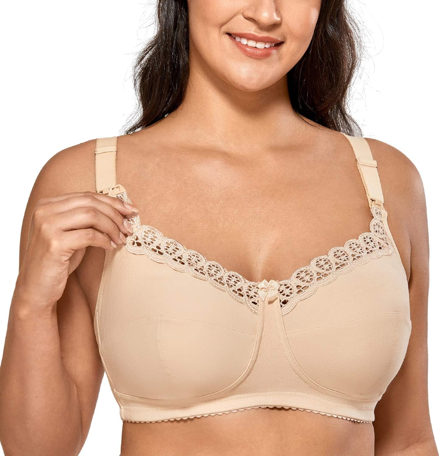 Gratlin Women's Lace Plus Size Cotton Wireless Maternity Nursing Bra for Breastfeeding at  Women’s Clothing store