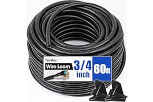 YESBES 60 FT Wire Loom 3/4 Inch, Split Wire Loom Tubing Wire Conduit, Wire Protector Tubing – Black