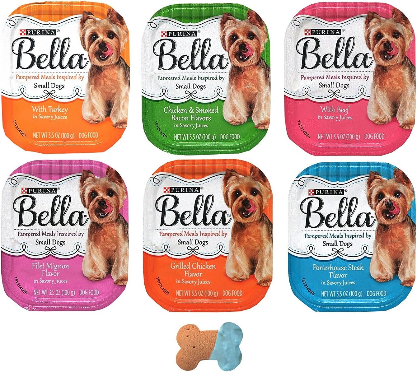 Purina Bella Small Breed Pate Dog Food Variety Pack, 6 Flavors, 12 Total Trays (3.5 Ounces)