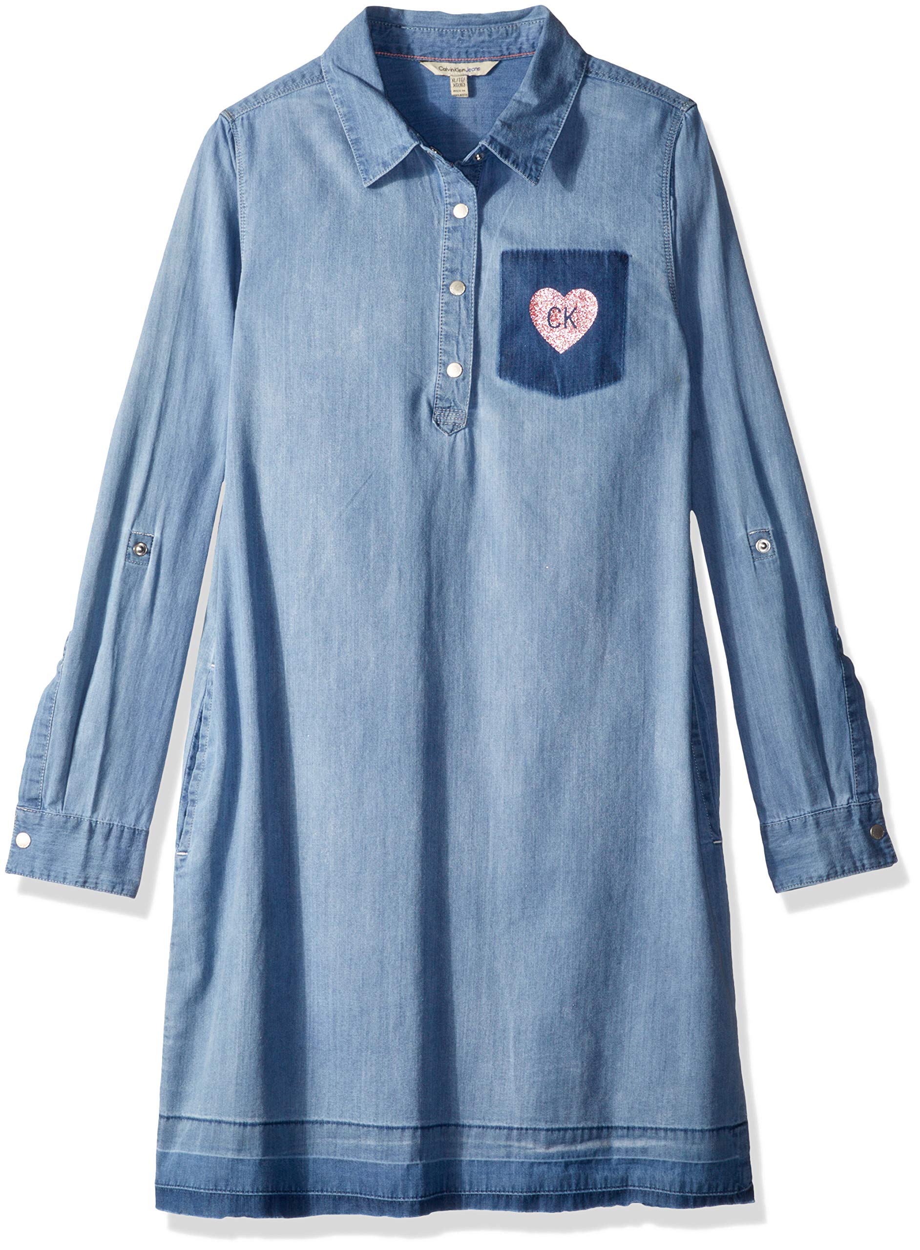 chambray tiered pocket shirtdress