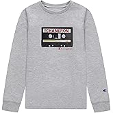 Champion Boys Long Sleeve Tee Shirt Kids Tops (Oxford Heather Casette, Large)