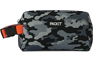 PackIt Freezable Snack Box, Charcoal Camo, Built with ECOFREEZE Technology, Collapsible, Reusable, Zip Closure with Buckle Handle, Great for All Ages and Fresh Snacks on the go