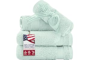 American Veteran Towel, 100% Cotton Turkish Washcloths for Bathroom Essentials 4 Pack, Soft Absorbent Wash Cloths Quick Drying Small Towels Washrags, Mint Green