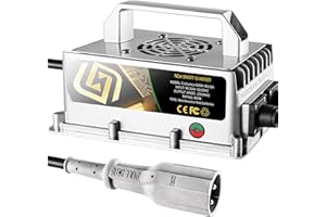 Croliumcx 48Volt 15Amp Aluminum Casting Wide Voltage Golf Cart Battery Charger Matching 3-pin Gray Original One-Piece Plug Charges The Battery of ClubCar DS/Precedent Golf Carts