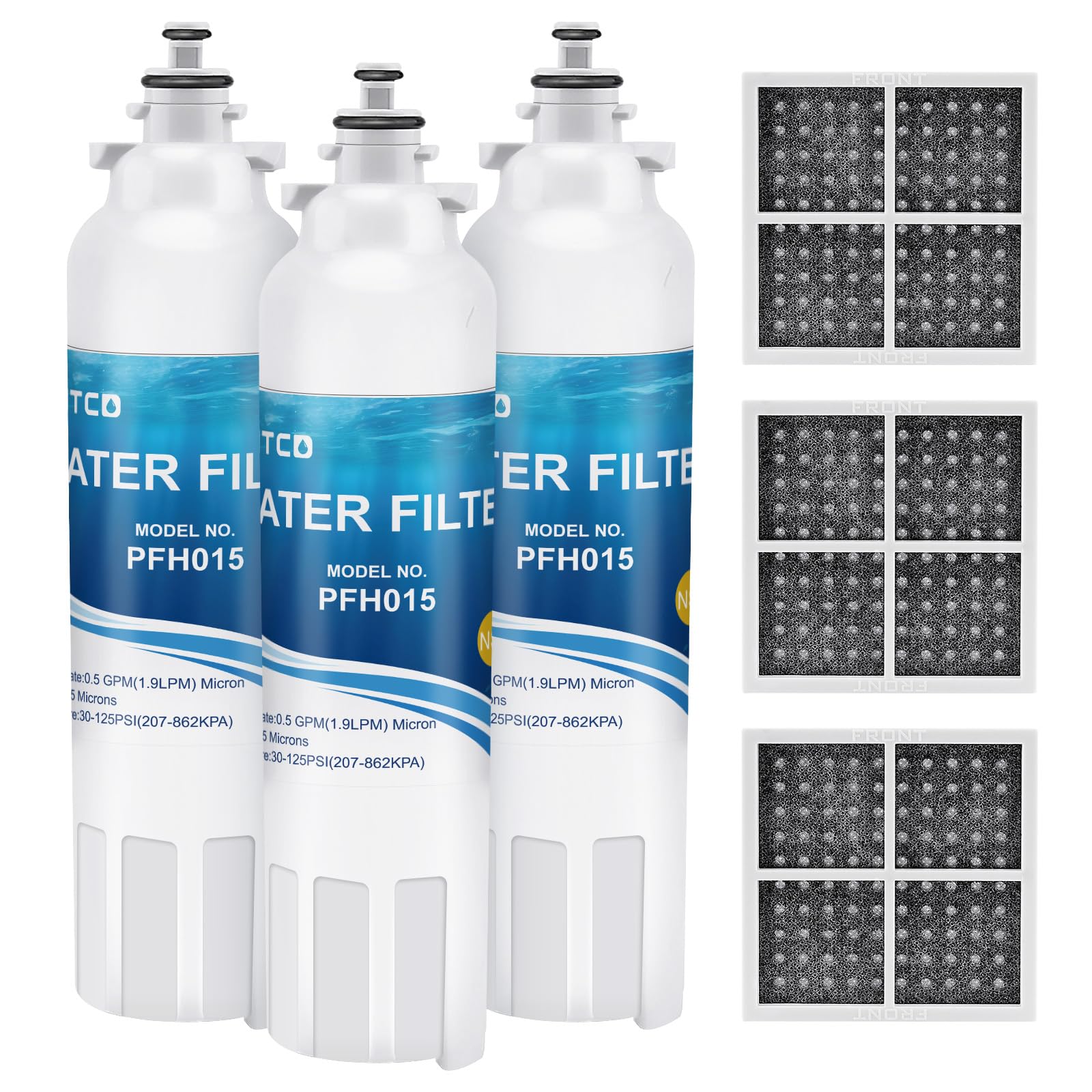 Photo 1 of Water Filter for LG LMXS30776S, LSXS26326S, LSXS26366S, LSXS26366D, LMXC23746D, LMXS30776D, LSXC22426S Refrigerator Models with 3 LT120F Air Filters.